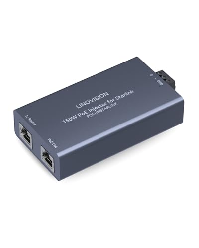 LINOVISION Full Gigabit 150W High Power PoE Injector for Starlink with 48-57V Input / 3A 10/100/1000M