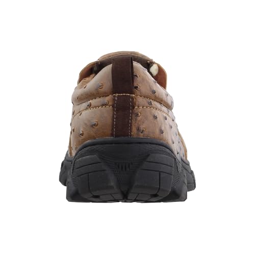 ROPER Mens Performance Faux Ostrich Slip On Casual Shoes - Brown4