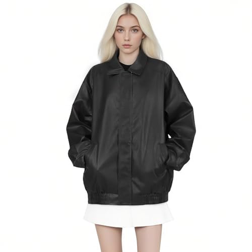 Womens Oversized Leather Jackets Faux Leather Motorcycle Jacket Zip Up Bomber Style 2025 Fall Winter Trendy Outfits2