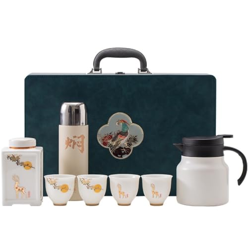 Organizador de Bolsitas de Té Jarra de cerámica de Jade y grasa de cordero for almacenamiento de té, juego de té, caja de embalaje, tetera guisada, taza de oficina, caja de regalo vacía Organizador de