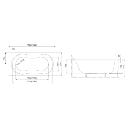 KOLMAN Badewanne GRACJA Rechteck 140x70 ohne Verkleidung, Ablaufgarnitur und Füßen Komplettset 3in1 Premium Original Acryl Wanne Siphon – Bild 5