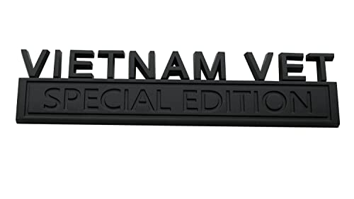 Image of 1pc Vietnam Vet Special Edition Emblems 3D Raised Decals Exterior Truck Stickers Fender Vietnam Veteran Badges Replacement for F150 F250 F350 Chevy Silverado 1500 2500 Chevrolet C10 C15 (Matte Black)