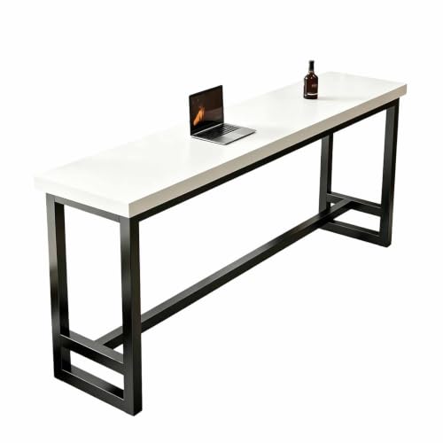 Mesa de bar alta y rectangular de estilo industrial blanca 100x40x104 cm 2