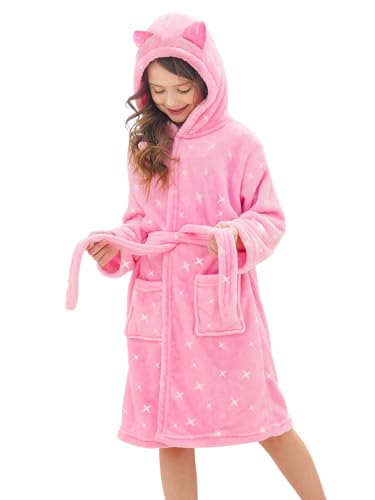Image of Doctor Unicorn Soft Hooded Rainbow Bathrobe Sleepwear for Girls