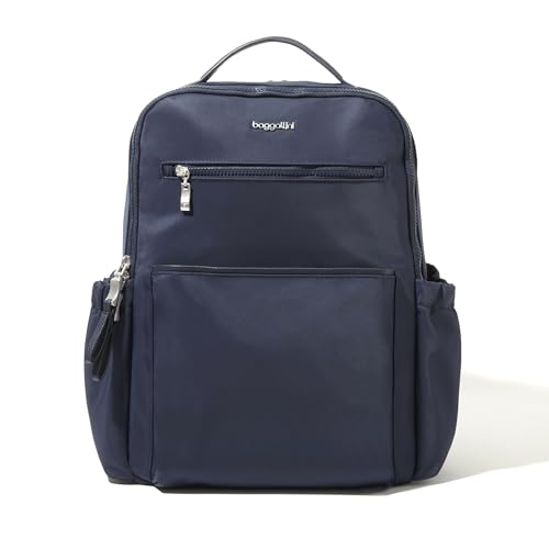 Baggallini Mochila para laptop extensible Tribeca para mujer, Azul marino francés, Talla única, Tribeca - Mochila expandible para portátil