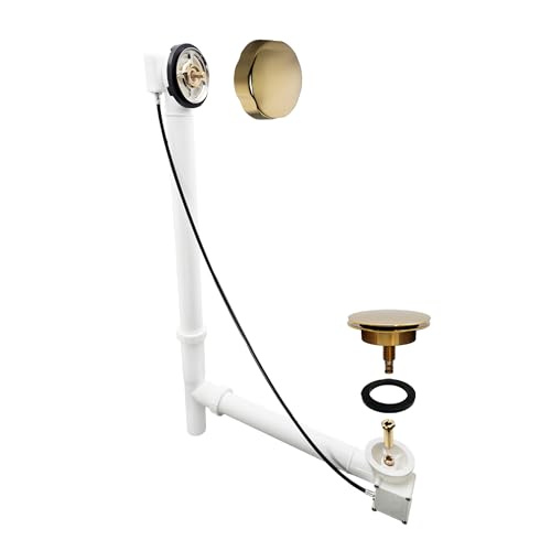 Westbrass Tubular 35 in. Cable Drive Bath Waste Polished Brass, D50P35TLE-01