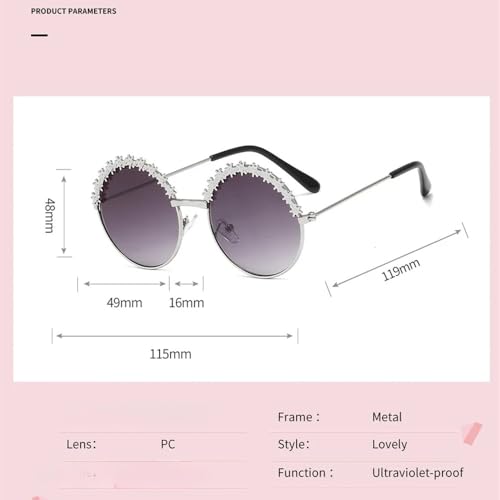 Round Kids Sunglasses Flower Baby Children Shades Sun Glasses Girls Cute Half Frame Metal Eyewear UV400 6