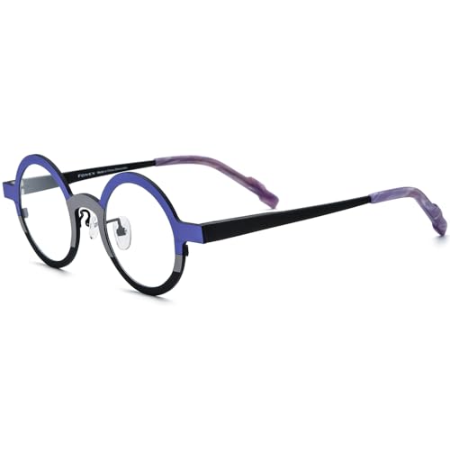 Image of FONEX Colorful Pure Titanium Glasses Frame Women Retro Round Eyeglasses