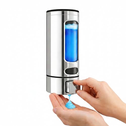 Image of ABS Liquid Soap Dispenser Wall Mounted for Bathroom & Wash Basin | Handwash Bottle Holder, Shampoo & Sanitizer Dispenser for Kitchen, Toilet & Shower Use (Chrome)