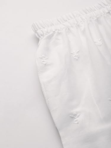 Image of feranoid White Chicken Embroidred Cotton Regular Fit Palazzo