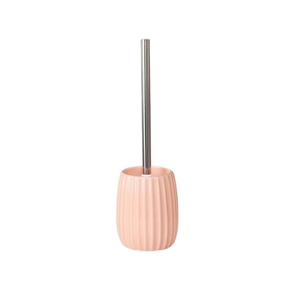 Tyuhduyur Light Toilet Brush, Floor Standing With Base Toilet Brush Stainless Steel Brush Handle Toilet Brush Ceramics Vertical Lines Texture Toilet Brush Bathroom Accessories