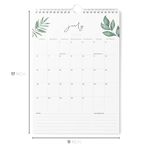 Karto Wall Calendar 2024-2025 - Vertical 11x17 inch Runs Until December 2025 - Boost Your Productivity and Easy Planning with the Aesthetic Monthly Calendar - Greenery