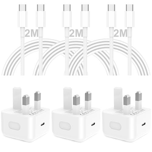 Cabo de carregamento para iPhone 16, carregador para iPhone 15, pacote de 3 carregadores USB C de 2 m 20 W com cabo USB C para USB C para iPhone 15 Pro/15 Pro Max/15/16 Plus/16 Pro/16 Pro Max, iPad 16