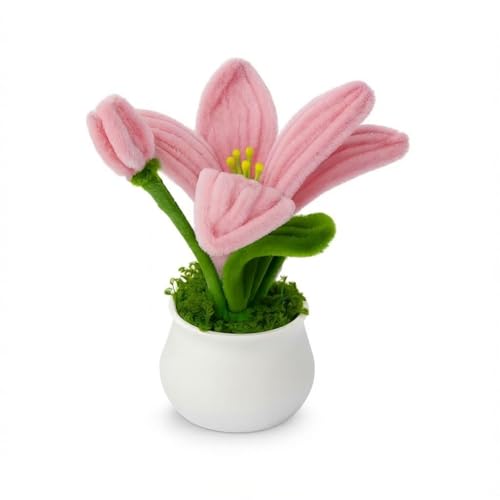 1 Pcs Pipe Cleaner Lily Flowers, Artificial Flower with Pot for O...