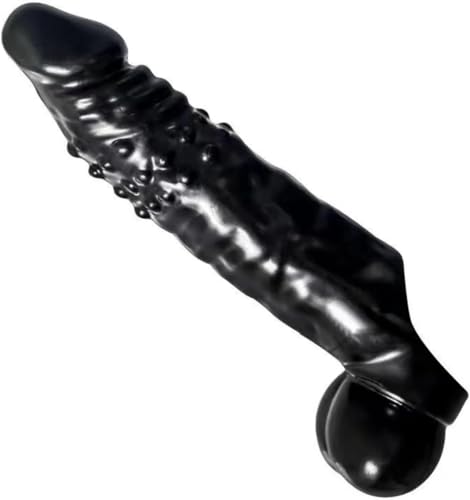 Extensión de manga de pene de silicona hipoalergénica y anillo elástico negro