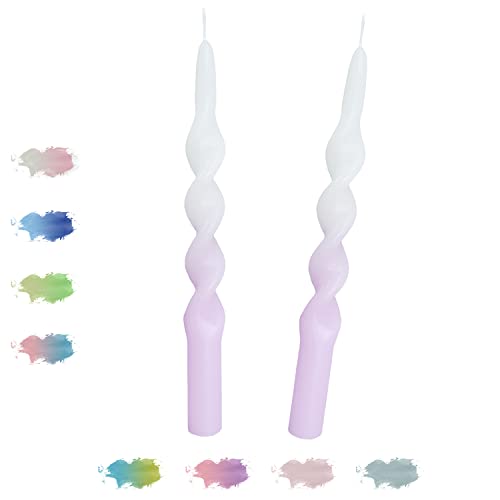9.5inch 2 PCS Spiral Taper Candles Twisted Candles Handmade Dripless Unscented Smokeless Twisted Long Candles