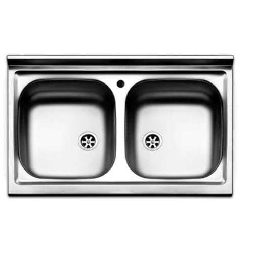 Lavello Cucina Appoggio Acciaio Inox Due Vasche Apell 80 Cm