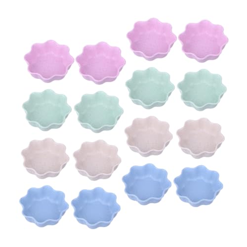COLLBATH 16Pcs Flower Shape Seasoning Saucer Household Condiment Dishes for Dipping and Serving Sauces Appetizers and Snacks