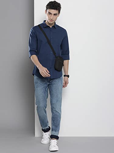 Image of The Indian Garage Co Men Slim Fit Solid Full Sleeves Cutaway Collar Casual Shirt