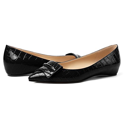 Eldof Loafer Flats for Women Pointed Toe Slip On Comfortable Ballet Flats Shoes with Bow for Office Casual Work Dress4