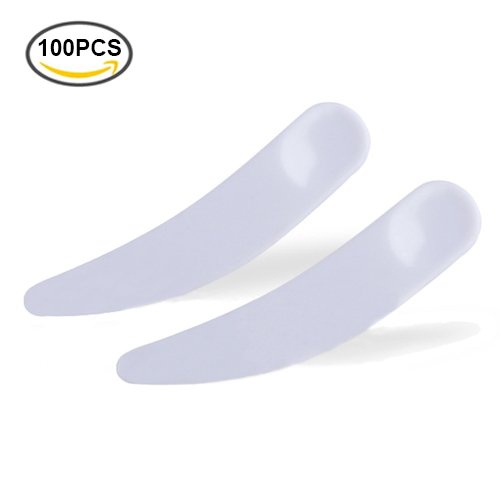 G2PLUS 100 PCS Cosmetic Spoon Spatula, Disposable Makeup Scoop, Facial Mask Spoon, 2.3'' Plastic Spoon Stick (White)