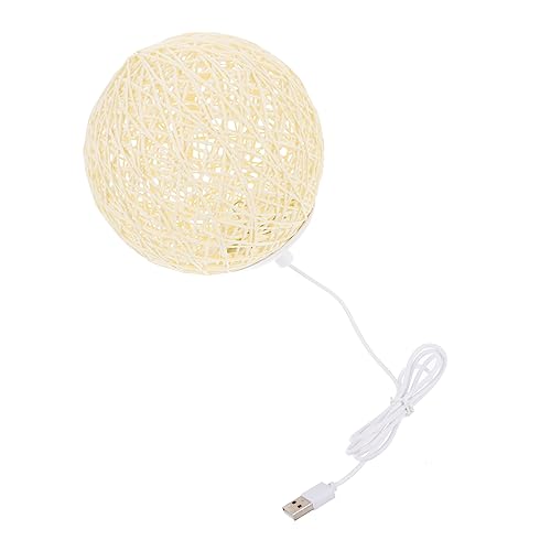 Ipetboom Lámpara de Mesa de Ratán Tejida Creativa Beige con Luz Cálida para Decoración de Dormitorio y Salón Función USB y Diseño Elegante