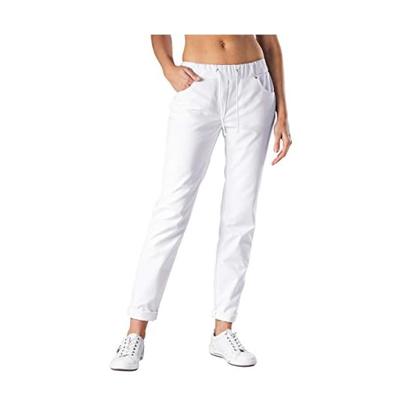 CLINIC DRESS Hose - Damen Weiss. Krankenschwester Stretch Hose 5-Pocket mit Elastikbund und Kordelband, Schrittlänge ca…
