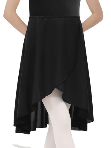 BALAYSIER Women Ballet Skirt Black Dance Wrap Skirt Chiffon Mid-Length Skirts Dancewear for Adult and Girls, with Adjustable Waist (M)