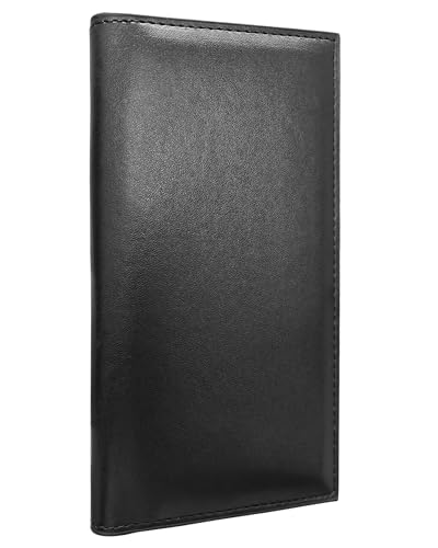 Baculyri Checkbook Covers for Personal Checkbook Holder with Pen Holder Clear PVC Divider Premium Vegan Leather Checkbook Cover for Duplicate Checks (Black)