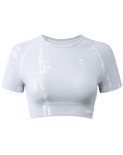 Image of AUROLA Serpent Snake Seamless Workout T-Shirts for Women,Short Sleeve Crop Top Gym Yoga Athletic Shirts Tee