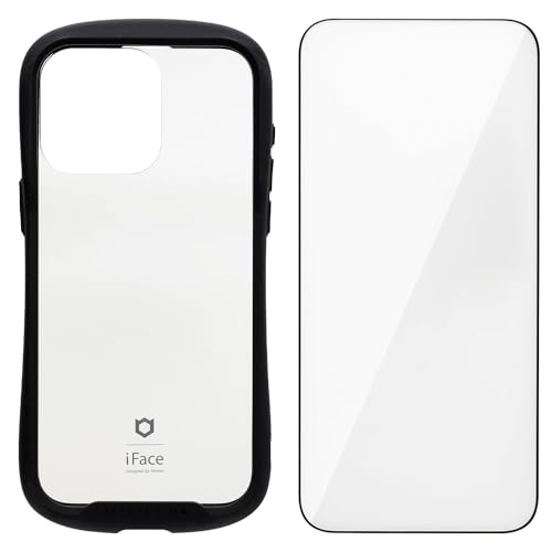 iFace Reflection iPhone 15 Pro Max ケース クリア 強化ガラス (ブラック) ガラスフィルム 光沢 セット【アイフェイス アイフォン15プロマックス 保護フィルム 透明 耐衝撃 クリアケース 韓国 ストラップホール】