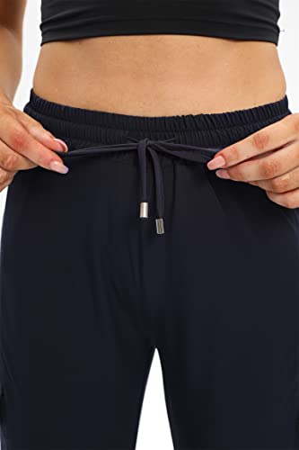 Siliteelon Joggers Quick Dry Cargo Hiking Pants Track Running Athletic Travel Golf Outdoor Pants Navy Blue, Medium #TOP2