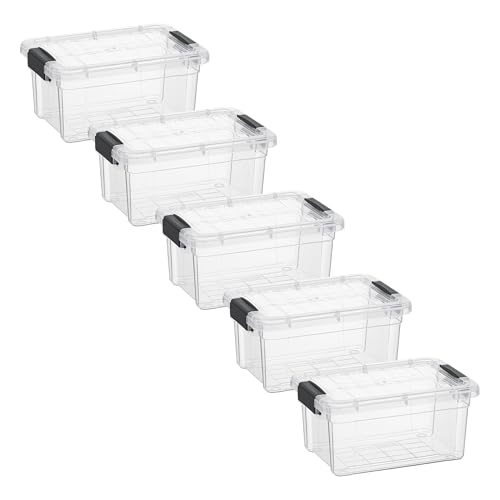 Image of Superio 1.85 Quart Clear Plastic Storage Boxes with Lids, Stackable Organizer Containers, BPA-Free Storage Bins for Home, Office, School & Dorm, 5 Pack