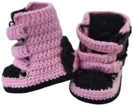 Motocross Baby Boots, Crochet Motorbike Shoes, High Black Pink Biker Boots, Newborn Motorcycle High Boots