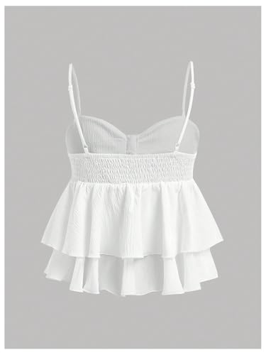 SHENHE Girl's Summer Bow Top Camisole Spaghetti Strap Layered Ruffle Flowy Babydoll Tank Top2