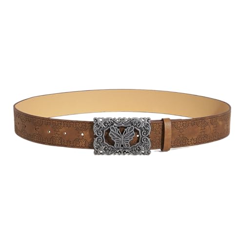 Carved Buckle Belt Aesthetic PU Belt Waistband Decorative Belt for Pants Jeans Elegant Adult Western Waiststrap4