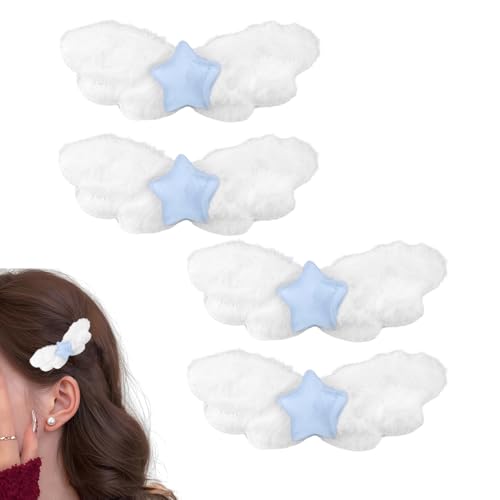 Blue Star Angel Wing Hair Clips Set for 4 Wings Star Hairpins Alligator Women Girls Prom Party Hair Barrettes for Thick Thin Hair Decorations Women Girls