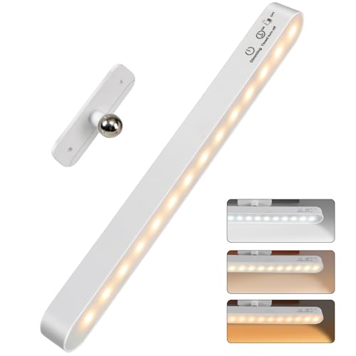 Luz de Mesa Regulável 10W, Luminária de Parede com 3 Cores e 28 LEDs, Controle por Toque, Bateria Recarregável 2400mAh, Barra de Luz Magnética para Armário, Cozinha, Closet, Cabeceira e Escrivaninha