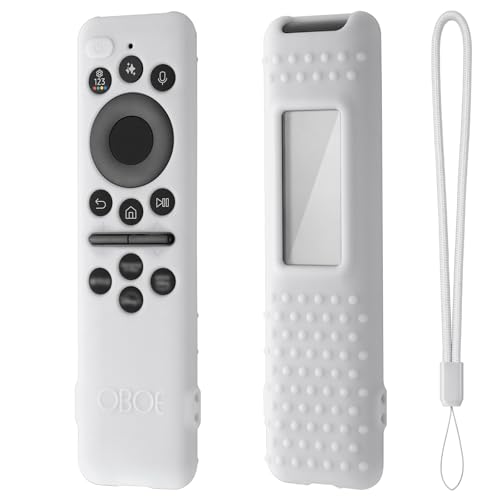 Image of Oboe Silicone Tv Remote Cover Compatible with Samsung Smart Tv Remote 2025 Model TM2360 E Full Wrap Protective Case with Lanyard (J-White) [Remote NOT Included]