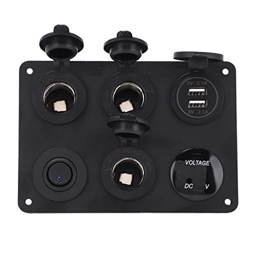 Panel de interruptor de 6 bandas para caravanas y barcos con toma USB impermeable