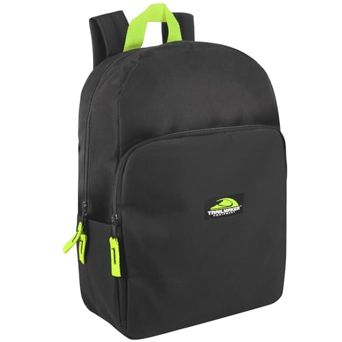 Color Block Backpacks for School Boys and Girls, 15 Inch Two Tone Colorful Small Travel Backpack for Kids (Black)