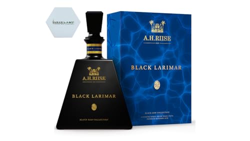 A.H. Riise Black Larimar | Black Gem Collection | Premium-Spirituose aus karibischem Rum | 700 ml | 45,2% Vol. | inkl. Tabakland-Untersetzer