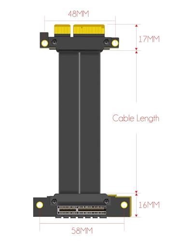 GLOTRENDS 200mm PCIe 3.0 X4 Riser Cable for M.2, WiFi, Firewire, USB, Sound Cards, etc