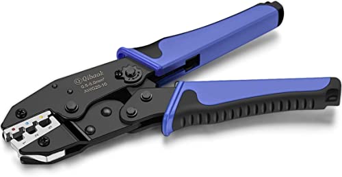 Qibaok Crimping Tool Ratcheting Wire Crimper for Heat Shrink Connectors Ratchet Terminal Crimper Wire Crimp Tool