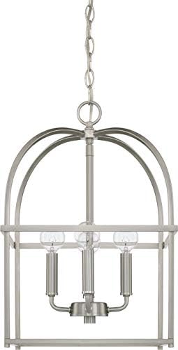 HomePlace Lighting 527542BN Aubrey Transitional Lantern Foyer Pendant Light, 4-Light 240 Total Watts, 19"H x 13"W, Brushed Nickel