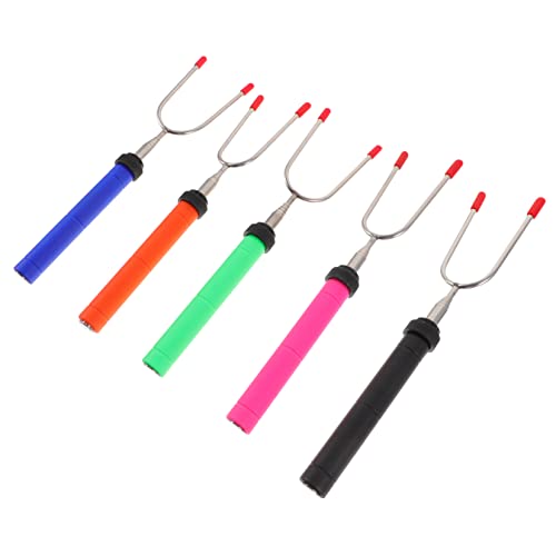 KESYOO 5Pcs Stainless Steel Meat Fork for Grilling Durable Bbq Forks for Marshmallow Roasting Sausage and Vegetable Skewers Outdoor Cooking Tool with Storage Bag