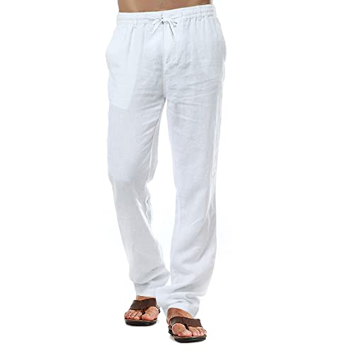 CTU Herren Leinenhosen Lässige Baumwollhosen Sommer Strandhosen Leichte Kordelzughosen CTU Herren Leinenhosen Lässige Baumwollhosen Sommer Strandhosen Leichte Kordelzughosen
