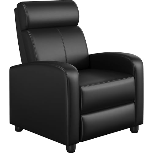 Yaheetech Recliner Chair PU Leather Recliner Sofa Home Theater Seating with Lumbar Support Overstuffed High-Density Sponge Push Back Recliners Armchair for Living Room