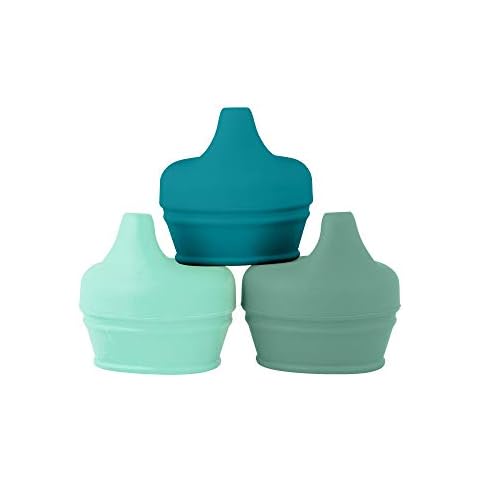Boon Snug Silicone Sippy Cup Lids - Convert Any Kids Cups or Toddler Cups into Soft Spout Sippy Cups - Toddler Feeding Supplies and Travel Essentials - Green - 3 Count Cover