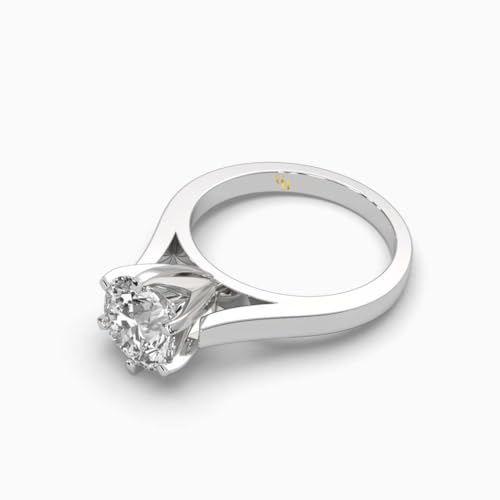 Image of 2 Ct. Certified Moissanite Tiffany Inspired Round Solitaire Ring for Women & Men, 925 Sterling Silver, 18k Gold Plated, Cathedral Set 6 Claw Design, Luxury Gift for Her